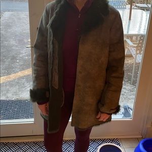 Hunter green faux shearling jacket